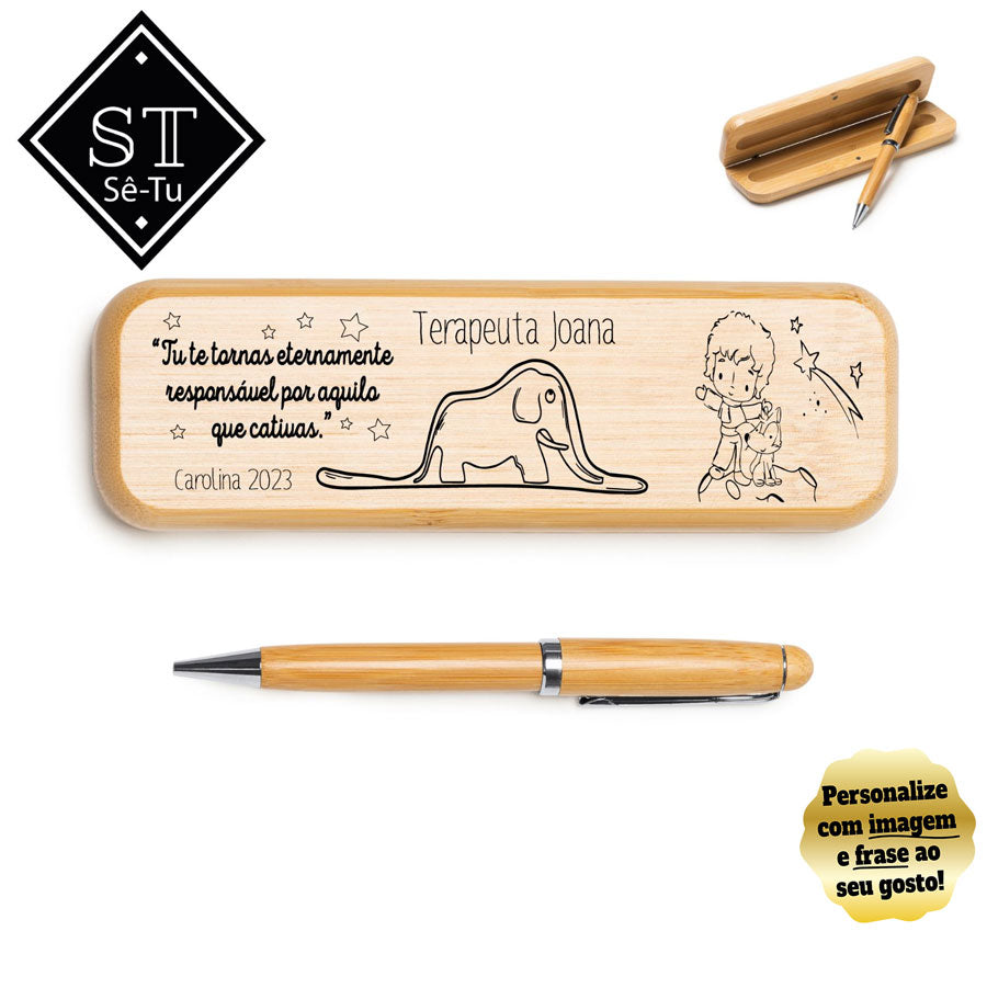 Caneta com caixa Madeira Terapeuta